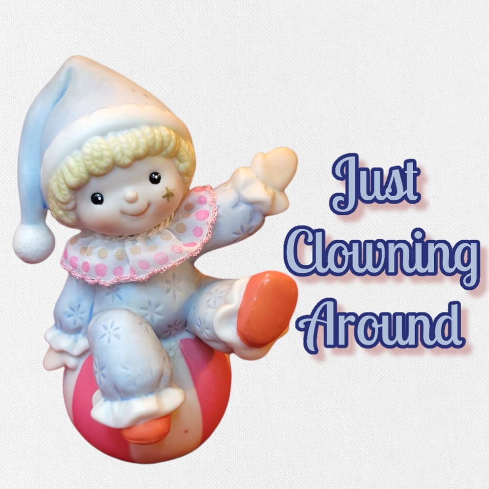 Vtg Homco Baby Boy Clown Sitting on Ball Porcelain Figurine #1451